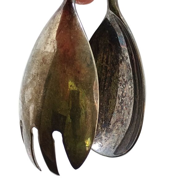 Vintage EP Zinc Alloy Silver Plated Salad Tongs Serving Tongs Made in Italy - Picture 5 of 5